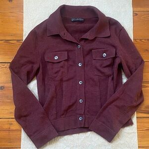 Peruvian Connection 100% Pima cotton maroon sweater button up